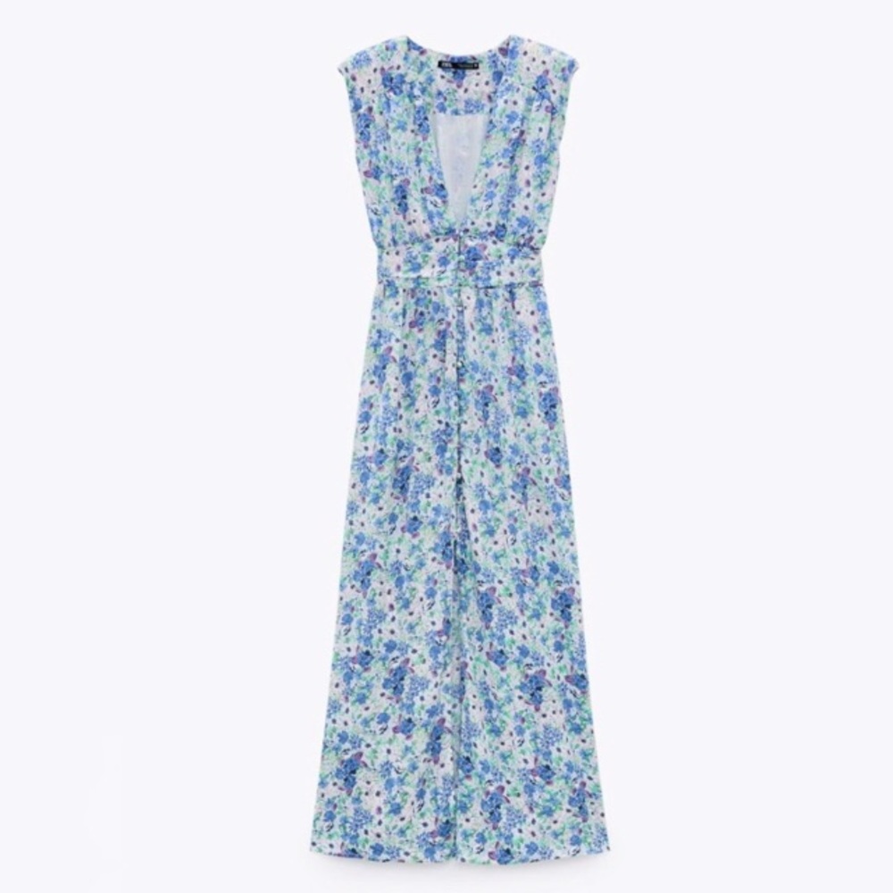 Zara Blue Floral Midi Dress